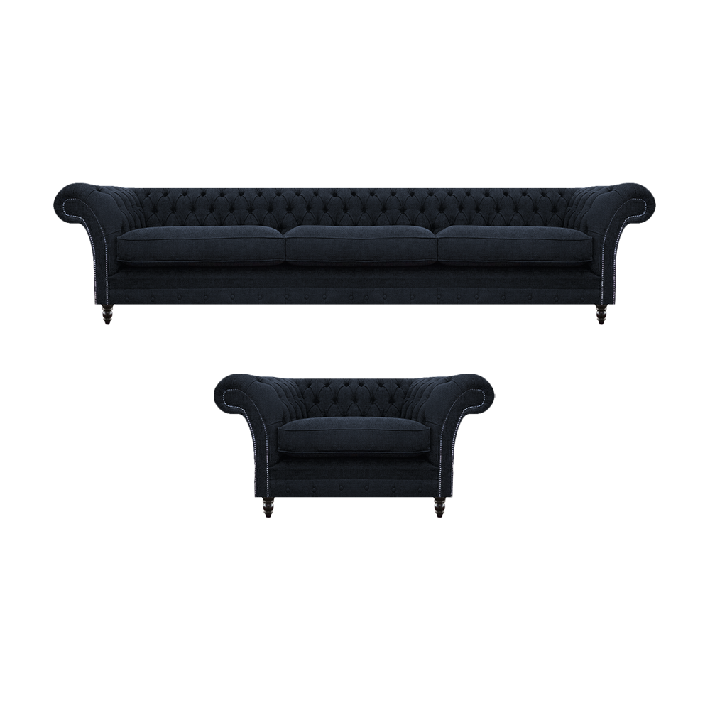 Designer Set Sofa Dreisitze Sofagarnitur Sessel Polstermöbel Neu Chesterfield