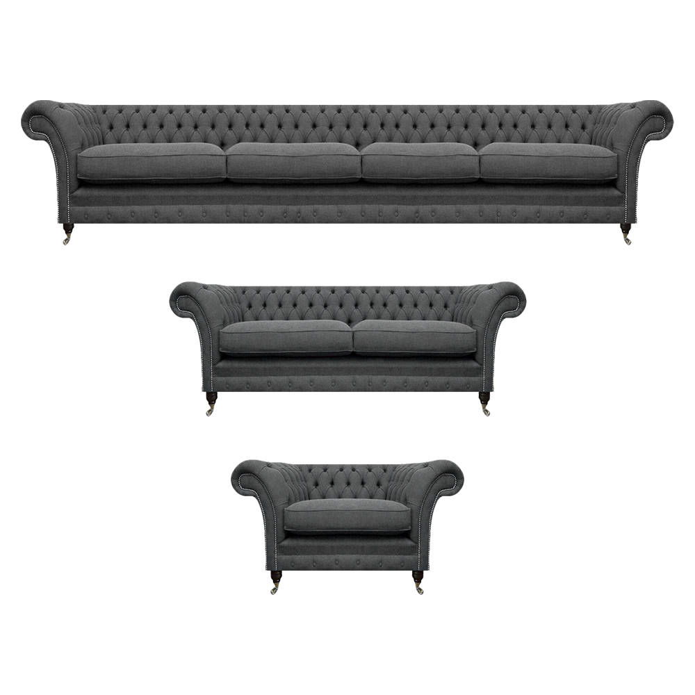 Luxus Set 3tlg Polstermöbel Sofas Komplett Chesterfield Wohnzimmer Sofagarnitur