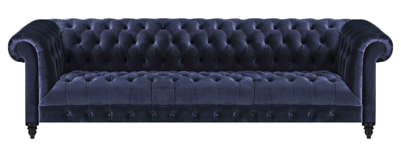 Blau Polster Textil Chesterfield Viersitzer Sofa Couch Wohnzimmer Einrichtung
