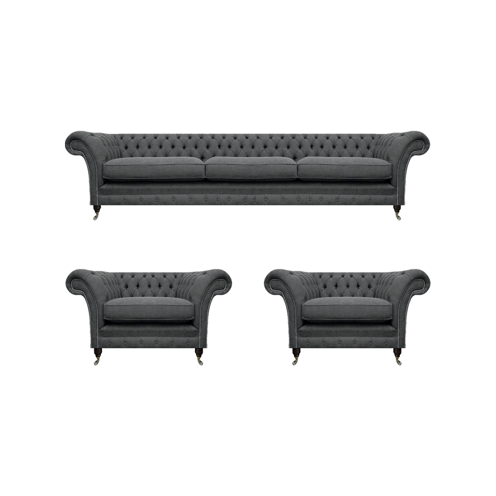 Grau Polstermöbel Sofagarnitur 3tlg Chesterfield Neu Luxus Möbel Wohnzimmer