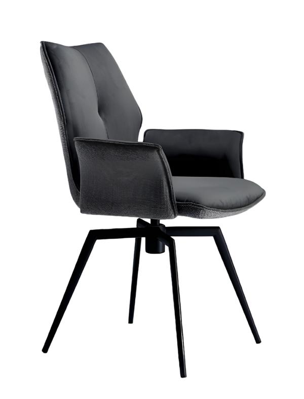 Stühle Esszimmer Design Textil Luxus Schwarz Esszimmerstuhl Stuhl mit Armlehne