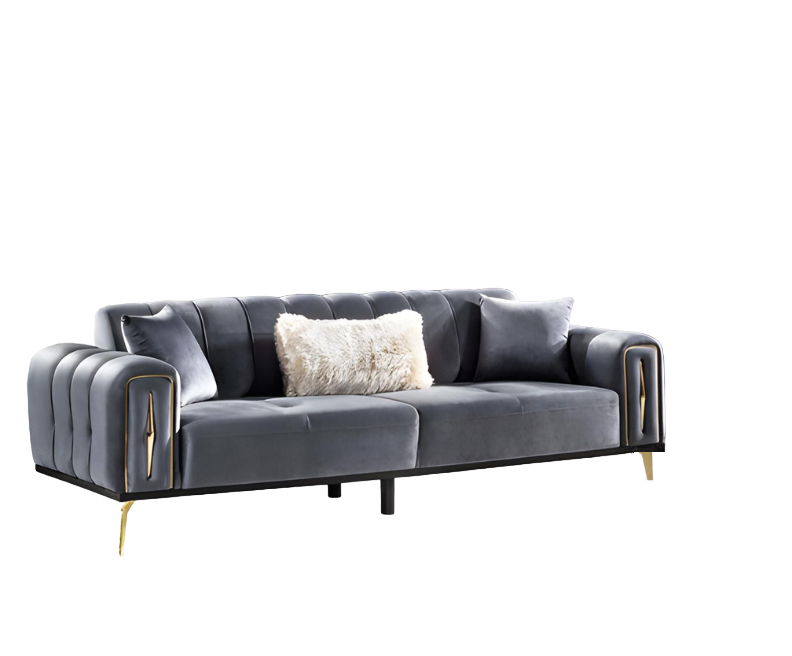 Luxus 3-Sitzer Sofa Grau Moderne Couchen Möbel Wohnzimmer Sofas Polster