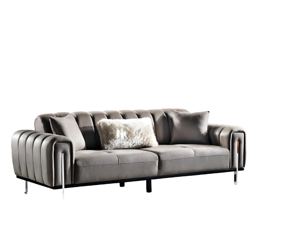 Design 3 Sitzer Sofa grau Couch Polster Big luxus Couchen Sofas Textil Sitz