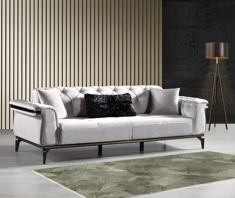Luxus 3 Sitzer Sofa Wohnzimmer Möbel Elegant Sofa Textil Dreisitzer