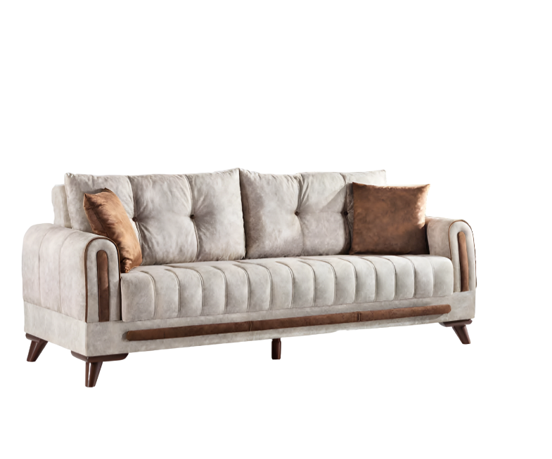 Luxus 3 Sitzer Sofa Wohnzimmer Möbel Elegant Sofa 220cm Textil Beige Neu