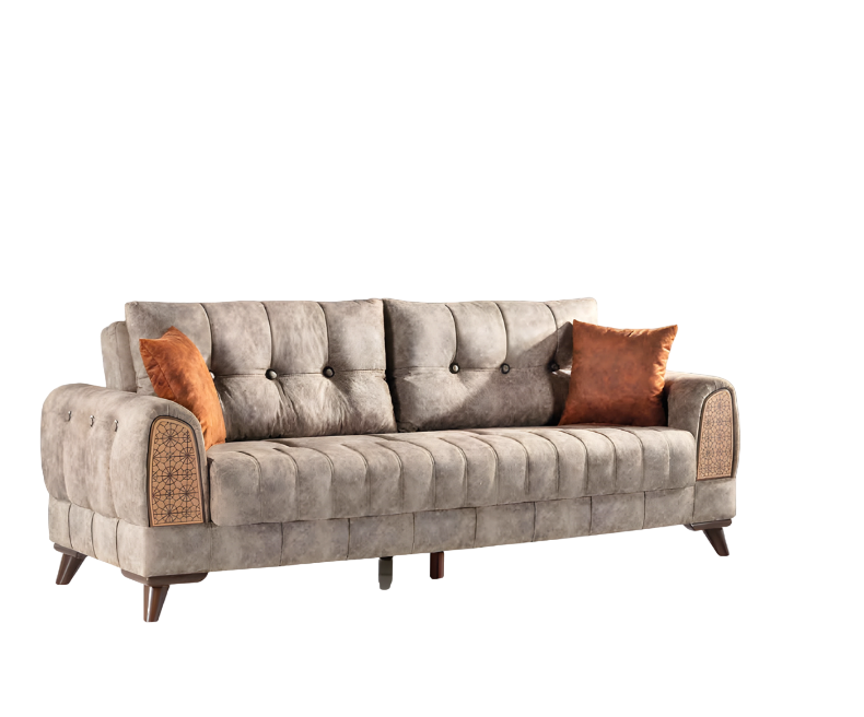 Luxus 3 Sitzer Sofa Wohnzimmer Möbel Elegant Sofa 230cm Textil Braun Neu