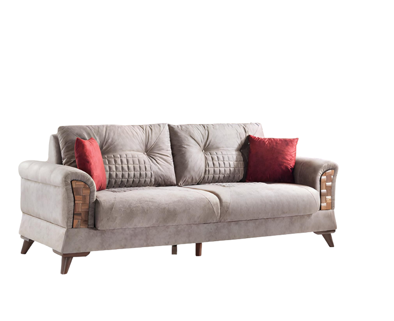 Sofa 3 Sitzer Sofas Textil Dreisitzer Sitz Polster Design Wohnzimmer Modern Grau