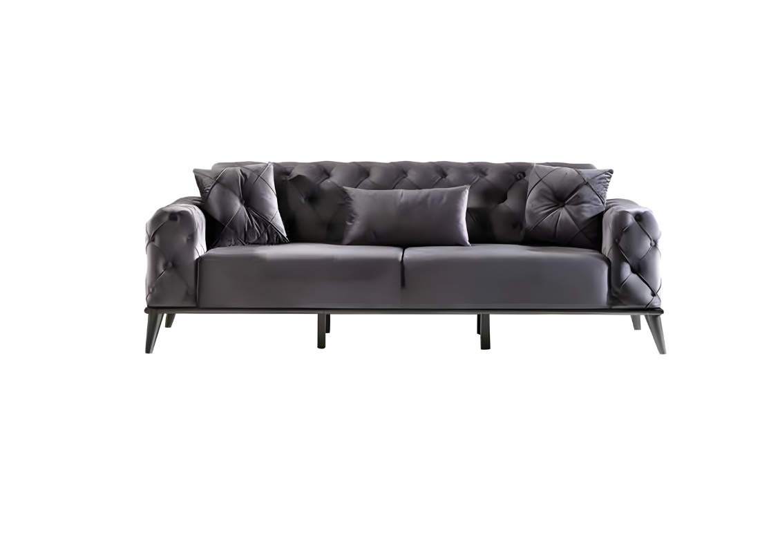 Sofa 3-Sitzer Schwarz Wohnzimmer Moderne Couchen Sofas Polster 225cm