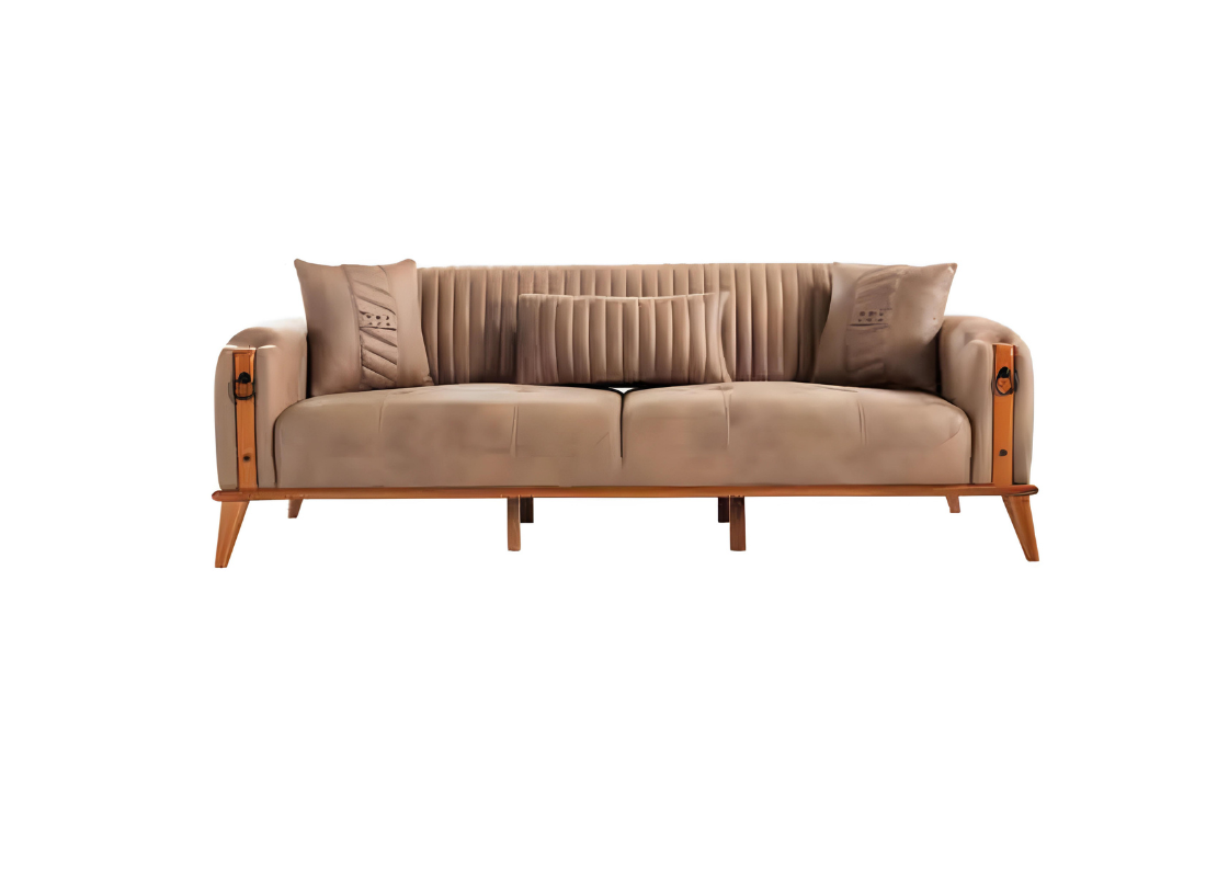 Perfekte 3-Sitzer Sofa Modern Holz Wohnzimmer Mobel Braun Luxus Couch