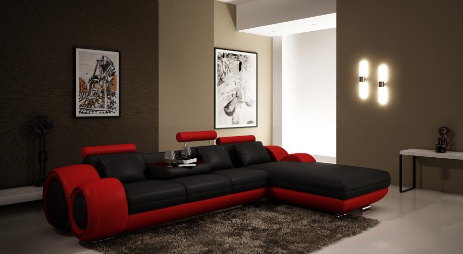 Patentiertes Design Ecksofa Sofa Couch Polster Leder Ecke Wohnlandschaft BERLINr