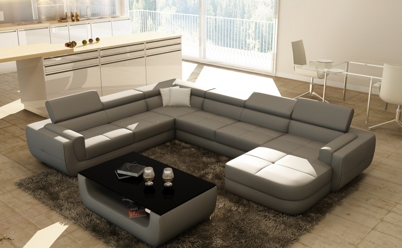 Wohnlandschaft Designer Sofa mit USB,Couch Big Polster Leder Sofas Eck Ecke Sitz