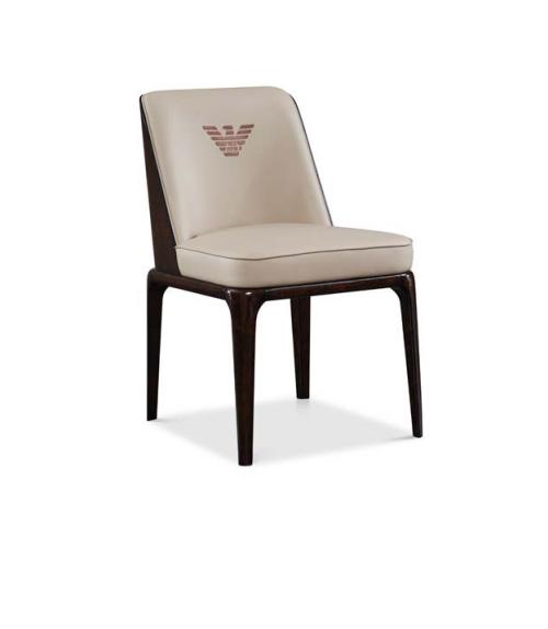 Stuhl Beige Lehnstuhl Modern Design Möbel Luxus Esszimmer Stühle Holz Leder