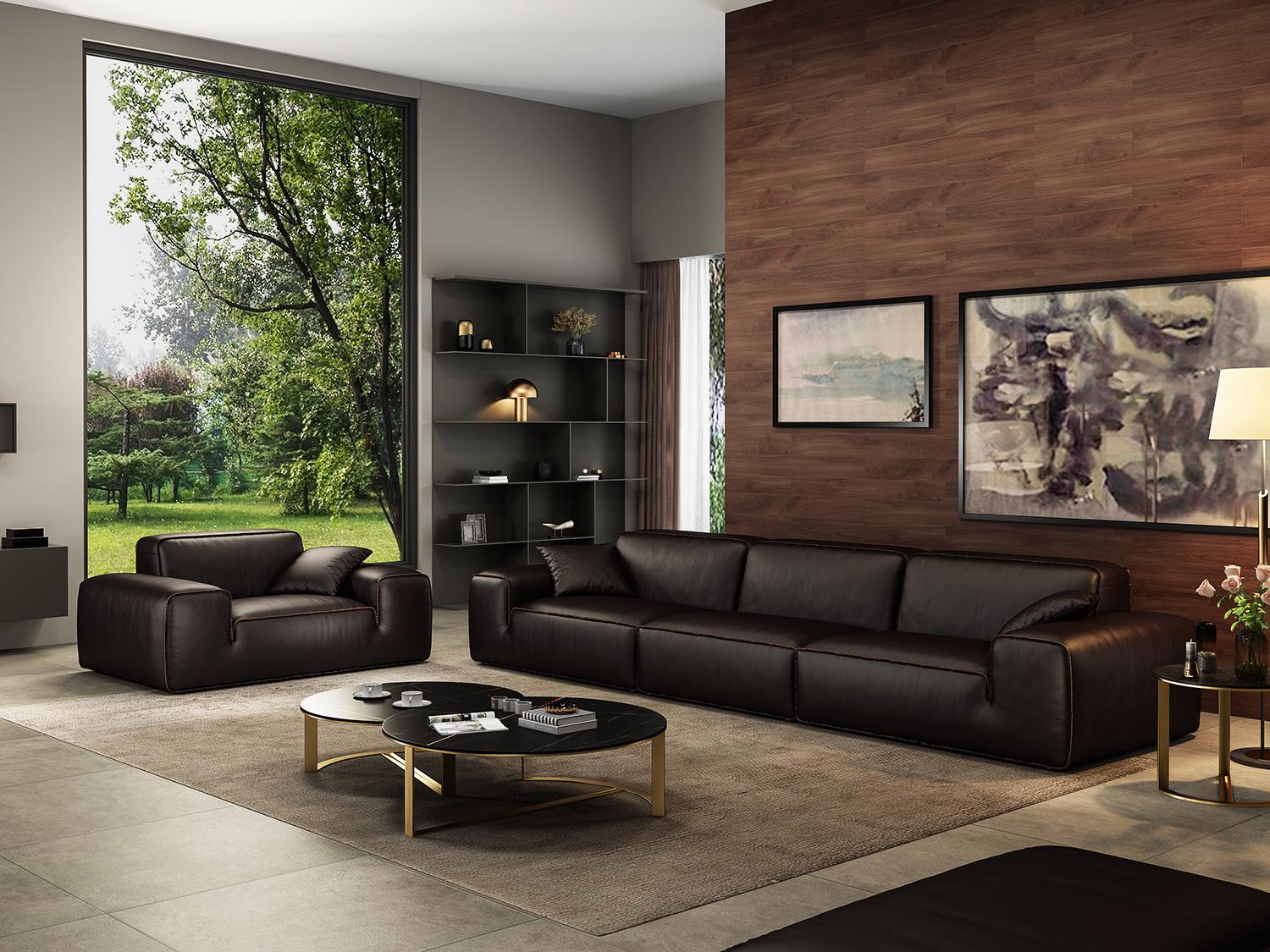 Luxus Sofa 4 Sitzer Leder Wohnzimmer Modernes Design Sofas Polster Couchen