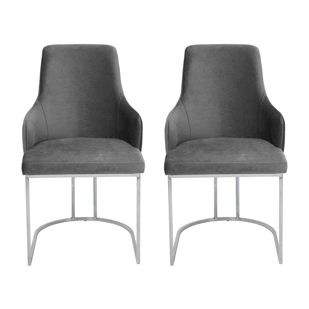 Graue 2x Esszimmerstühle Gepolsterte Stühle Luxus Esszimmer 2-er Set