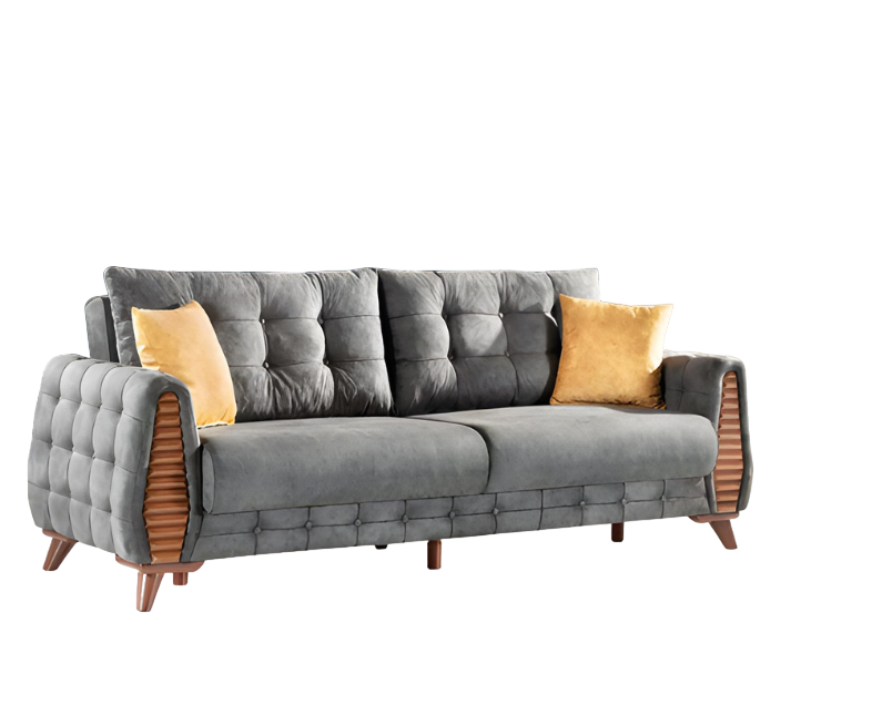 Luxus Chesterfield Sofa 3 Sitzer Couch Textil Modern Sofas Grau