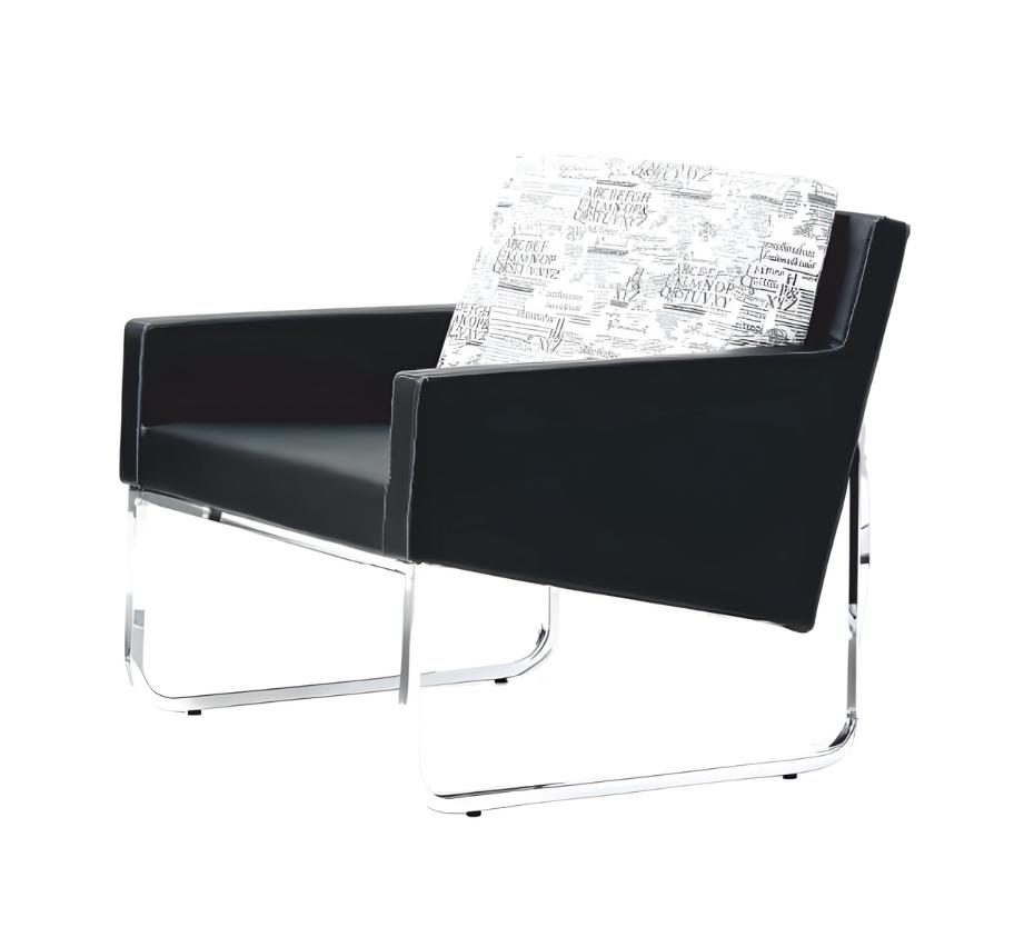 Sessel Schwarz 1-Sitzer Büromöbel Modern Sitzmöbel Sofa Ledersofas Metall