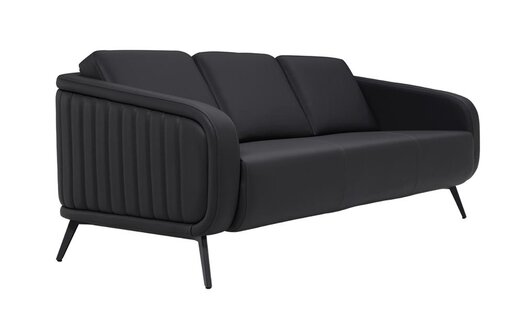 Sofa 3 Sitzer Polstersofa Schwarz Textil Sitz Design Couch Sofas Stoff Modern