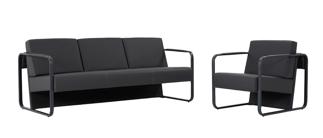 Sofas 3-Sitzer Stoff Sofagarnitur 2tlg Leder Büromöbel Sofa Polster Sessel