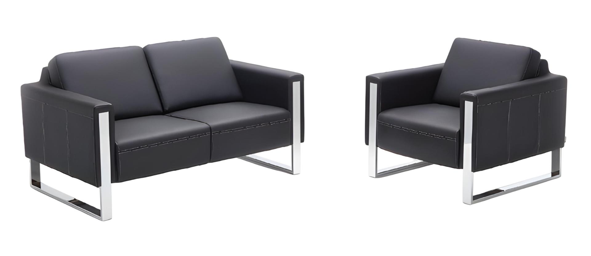 Sofa 2 Sitzer Ledersofa Couch Polster Designer Büro Office Bank Couchen Sofa