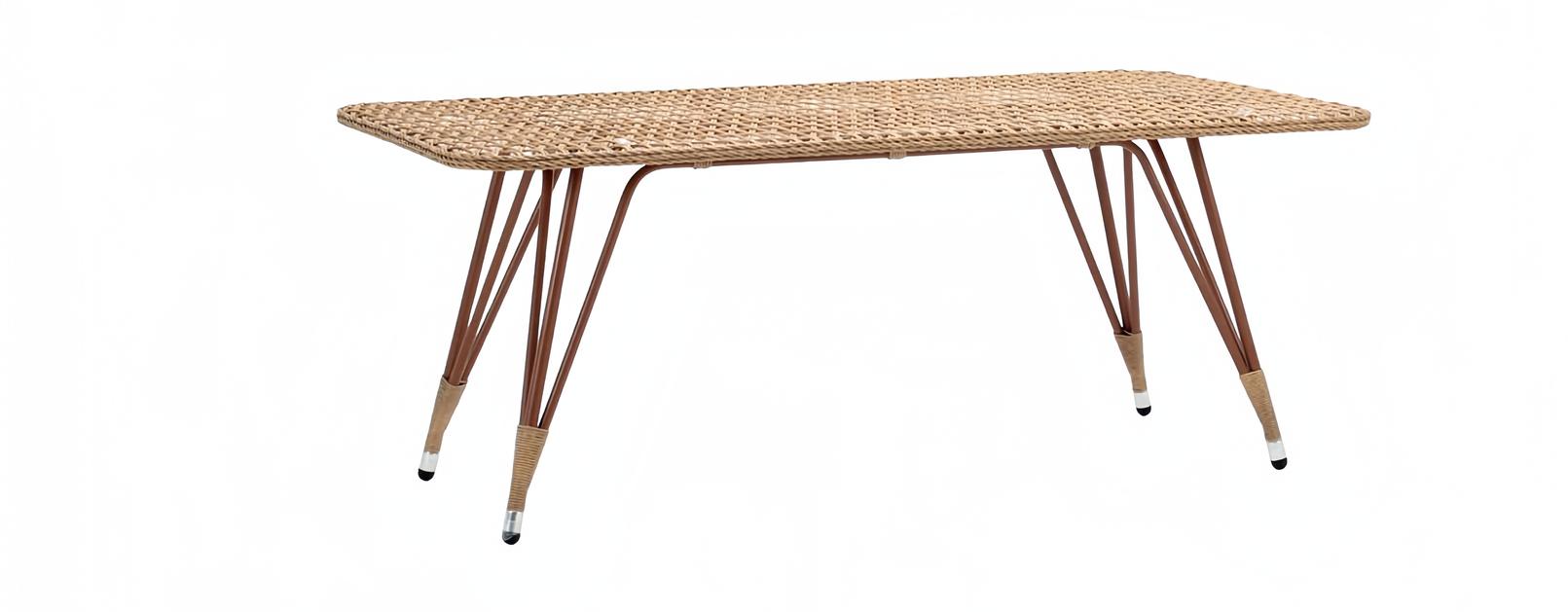 Esstisch Hochwertig Rechteckig Luxus Moderner Braun Terrasse Rattan Möbel