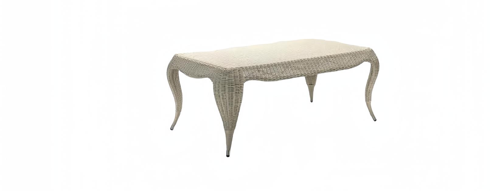 Esstisch Terrasse Rechteckig Luxus Moderner Grau Rattan Design Kaffeetisch