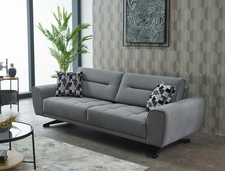 Dreisitzer Sofa 3 Sitzer Stoffsofa Couch Polstersofa Grau Moderne Couchen