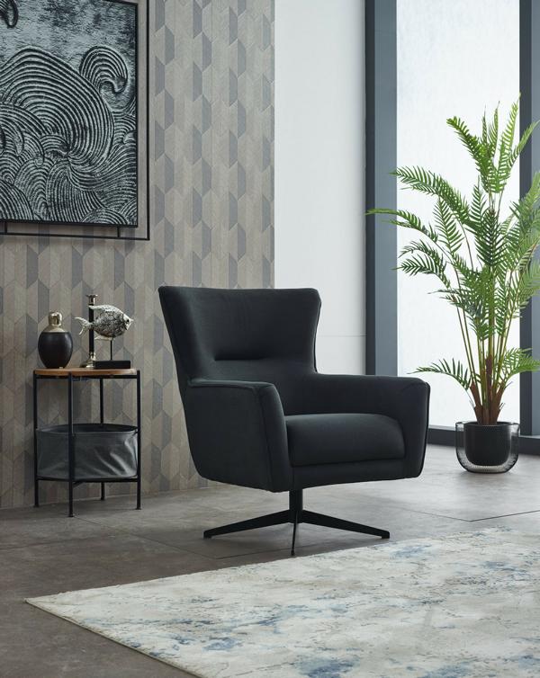 Sessel Einsitzer Wohnzimmer Polstersessel Stoff Schwarz Sitzer Design