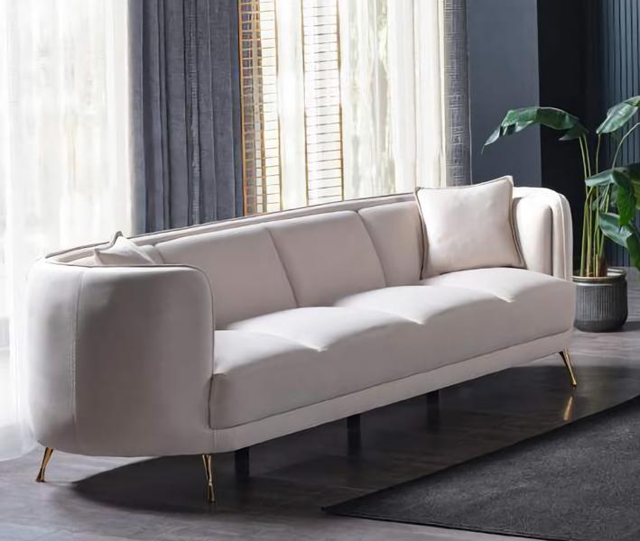 Luxus Sofa 3 Sitzer Sofa Design Wohnzimmer Weiß Textil Hochwertig Möbel
