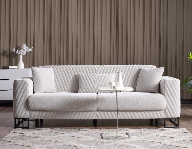 Design Wohnzimmer Luxus Sofa 3 Sitzer Sofa Weiß Textil Hochwertig Möbel