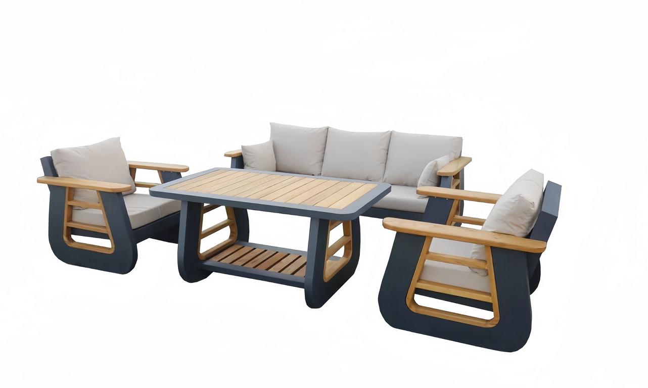 Sofagarnitur Beige Couch Sofa Relaxgarnitur Polsterset Loungemöbel 3+1+1 Tisch