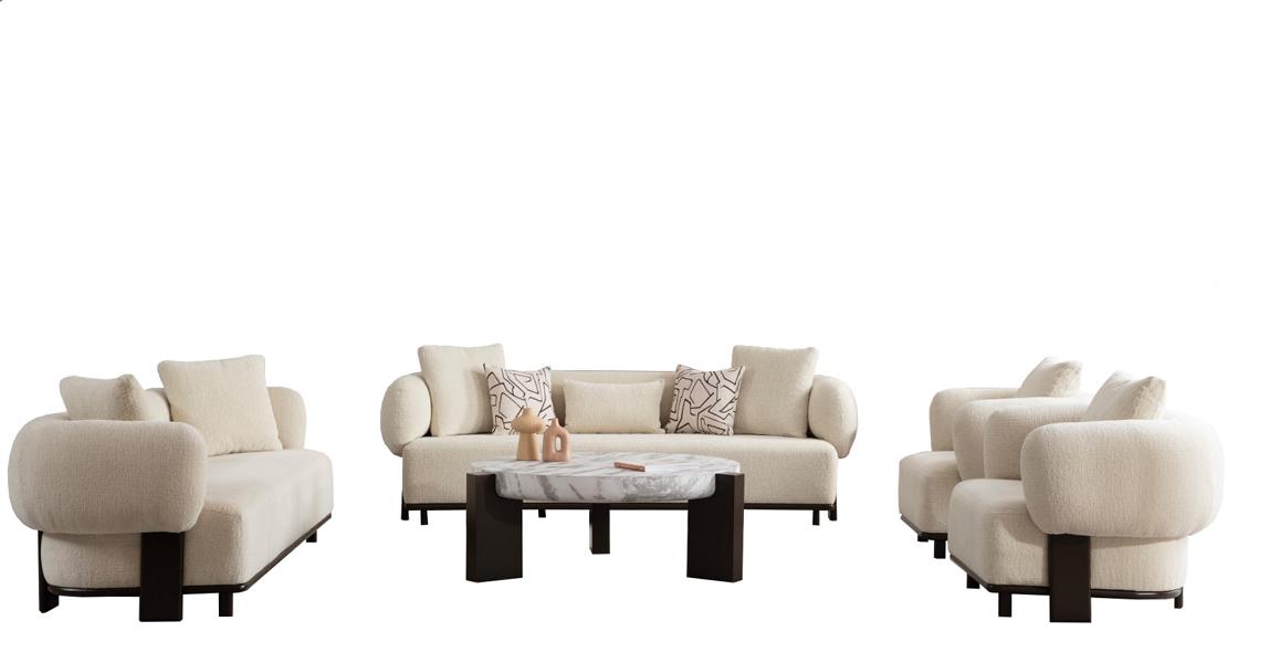 Wohnzimmer Set 2x Sofas 3 sitzer 2x Sessel Couchtisch Couchgarnitur Beige