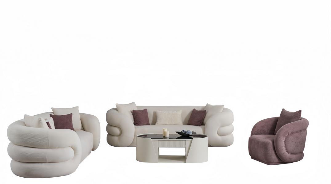 Luxus Sofa Set 2x Sofas 3 sitzer Sessel Weiß Couch Armlehne Wohnzimmer