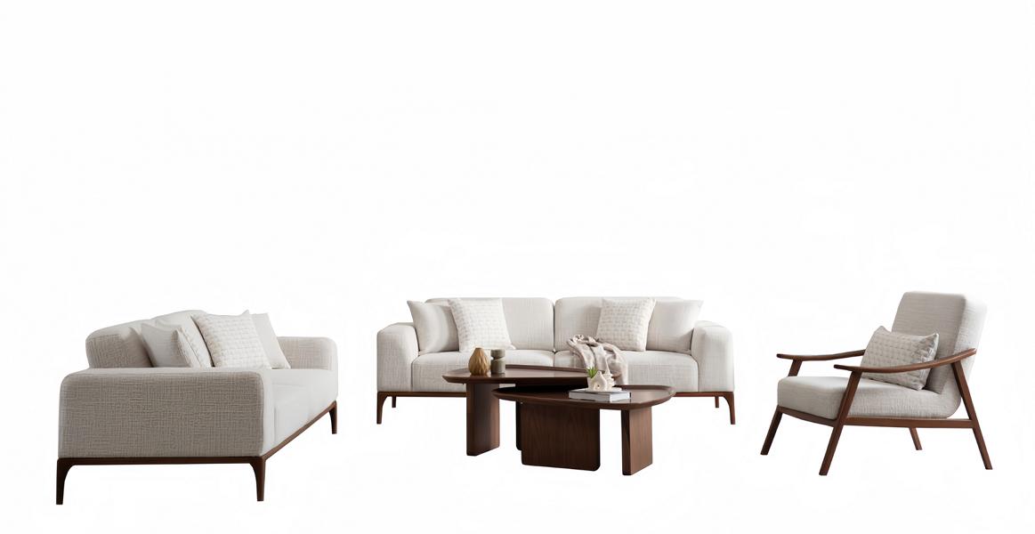 Couchgarnitur 2x Sofas 3 Sitzer Sessel Couchtisch Set Weiß Wohnzimmer