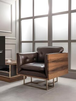 Büro Sessel Modern Stuhl Büro stuhl Luxus Braun Sessel Holz Leder Neu