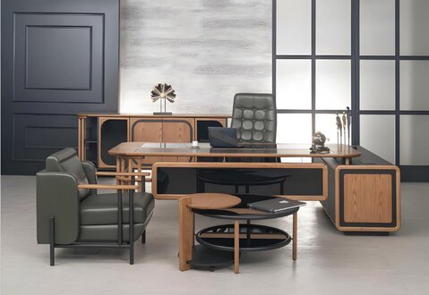 Schreibtisch Holz Büro Tische Modern Designer Einrichtung Tisch Möbel Sessel Neu