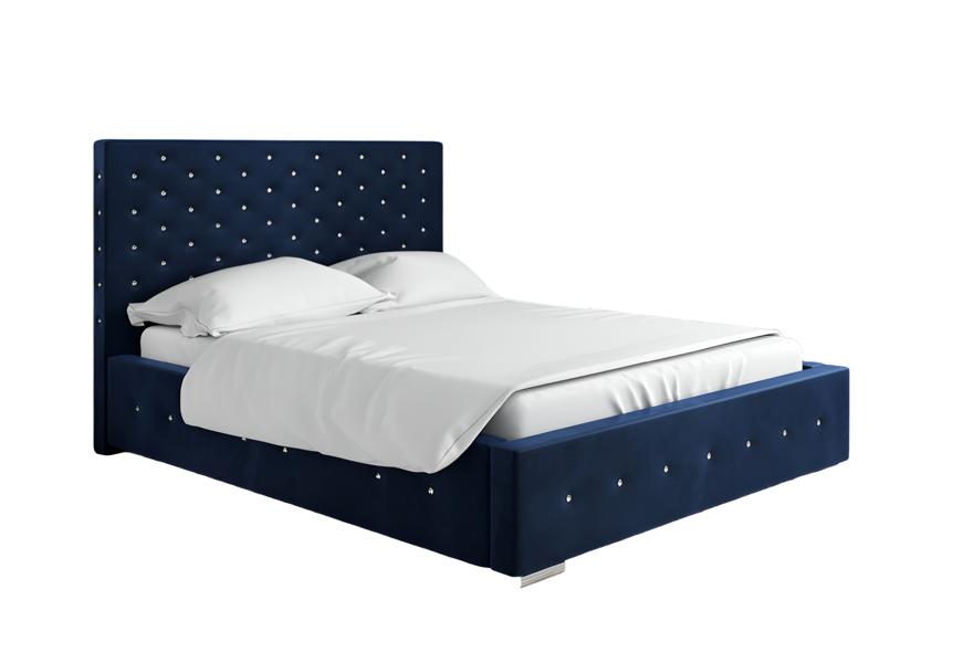 Design Bett Textil Samt Polster Hotel 180x200 cm Betten Blau Schlafzimmer Neu