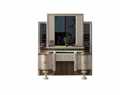 Schminktisch Beige Holzmöbel Design Moderne Schlafzimmer Einrichtung Hochwertig