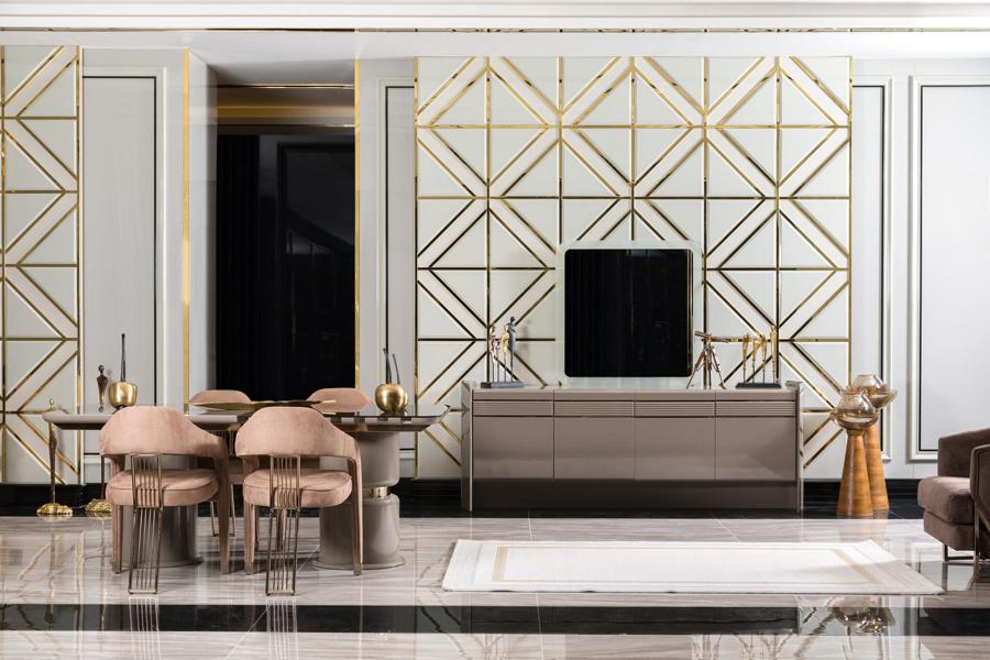 Esszimmer Set Garnitur Tisch 4x Stühle Design Modern Sideboard Esstisch 6tlg