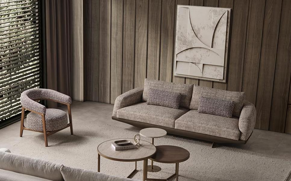 Sofagarnitur 3 Sitzer Garnitur Design Couch Sessel Braun Polster Design Luxus