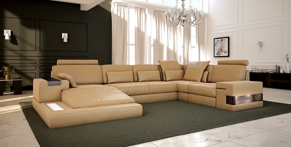 Wohnlandschaft Polster Couch Garnitur Big Sofa Bellini Design Ledersofa mit USB