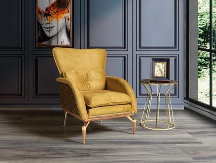 Sessel Gelb Modern Design Couch Sitzer Textil Lounge Polster Luxus Sitz Relax