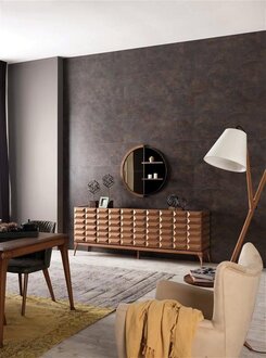 Sideboard Designer Spiegel Halbkreis mit Regalen Kommode Schrank Anrichte