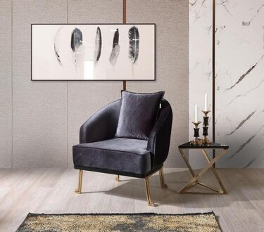 Sessel Schwarz Design Couch Sofa Sitzer Textil Lounge Polster Luxus Sitz Relax