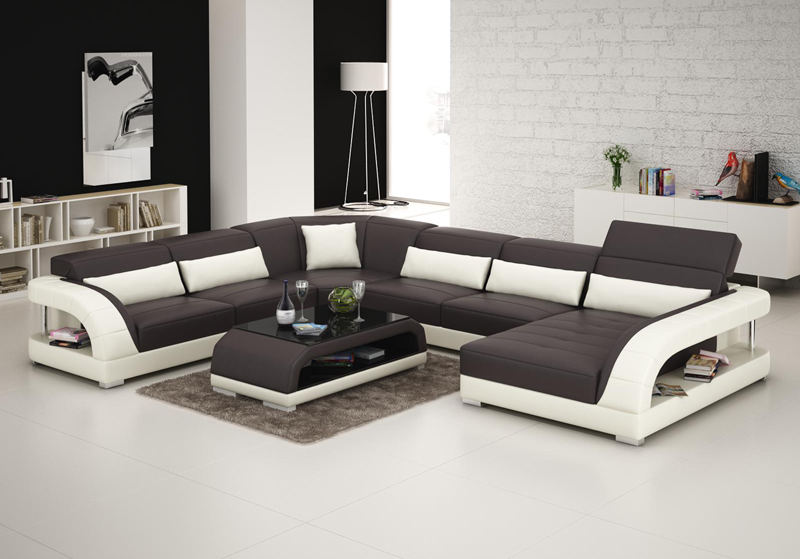 Ledersofa Couch Wohnlandschaft Ecksofa Eck Garnitur Design Modern Sofa mit USB