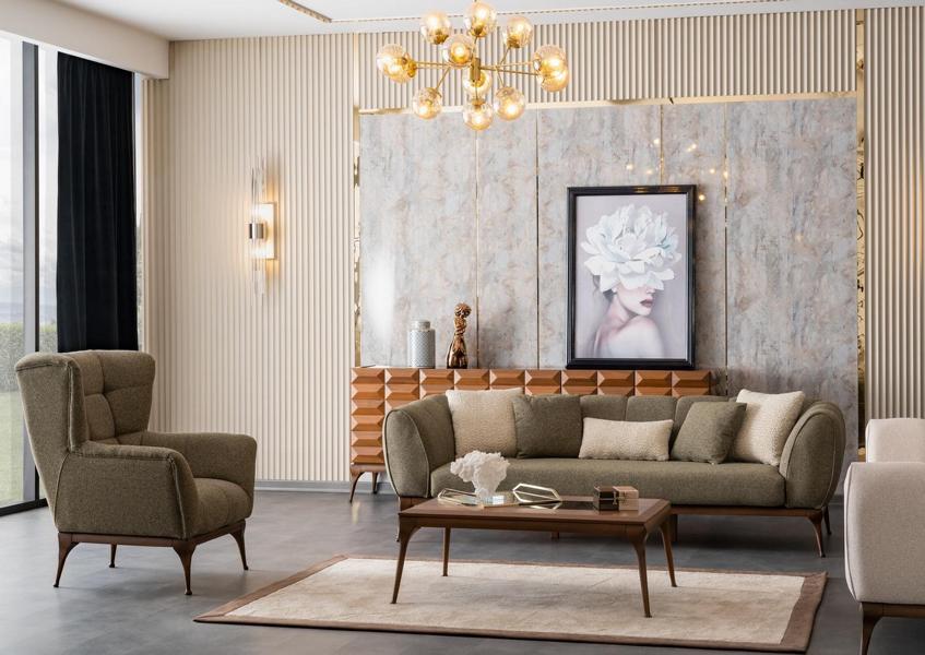 Couchgarnitur Wohnzimmer Set Sofa 3 Sitzer Sessel Couchtisch Couch Grün