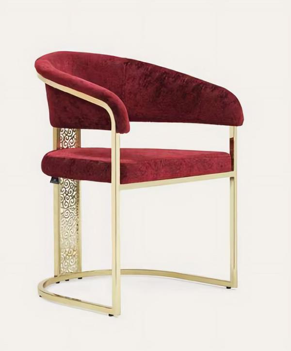 Esszimmerstuhl Rot Gold Edelstahl Glänzend Prächtig Massiv Attraktiv Luxus