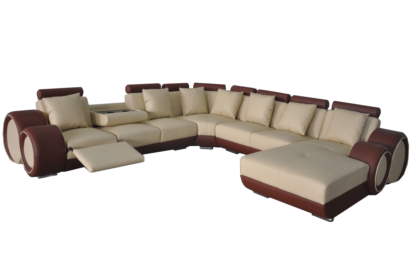 Sofa Ledersofa Ecksofa Wohnlandschaft Couch Polster Sitzecke Eckgarnitur +USB