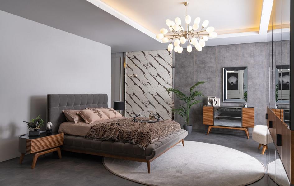 Schlafzimmer Komplett Bett 2x Nachttische Kommode Spiegel Doppelbett