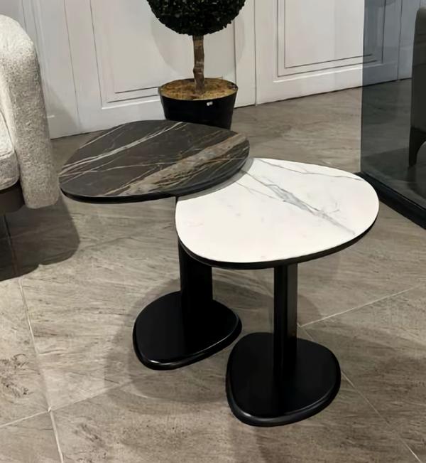 Beistelltische Set Weiß Schwarz Design Qualität Stabilität Elegante Tische 2tlg