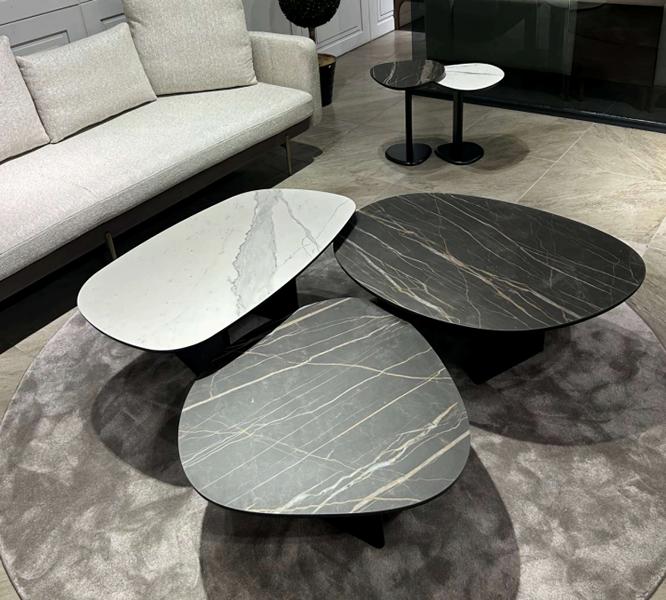 Tische Set Oval Design Stil Qualität Stabilität Eleganz Modernität 3tlg. Set